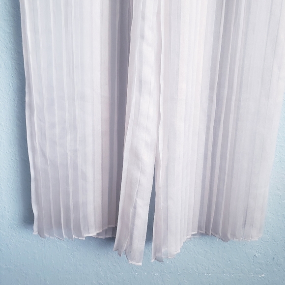 DO+BE Cream Pleated Sheer Wide Leg Pants - Picture 3 of 10